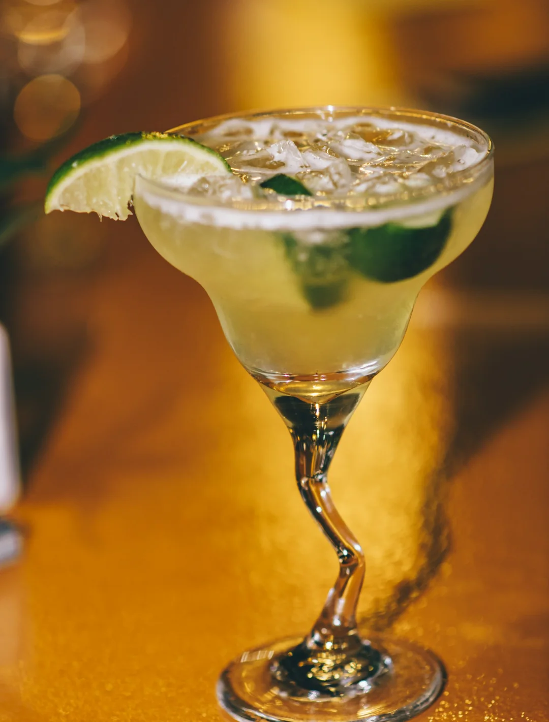 Classic margarita with a salted rim and fresh lime