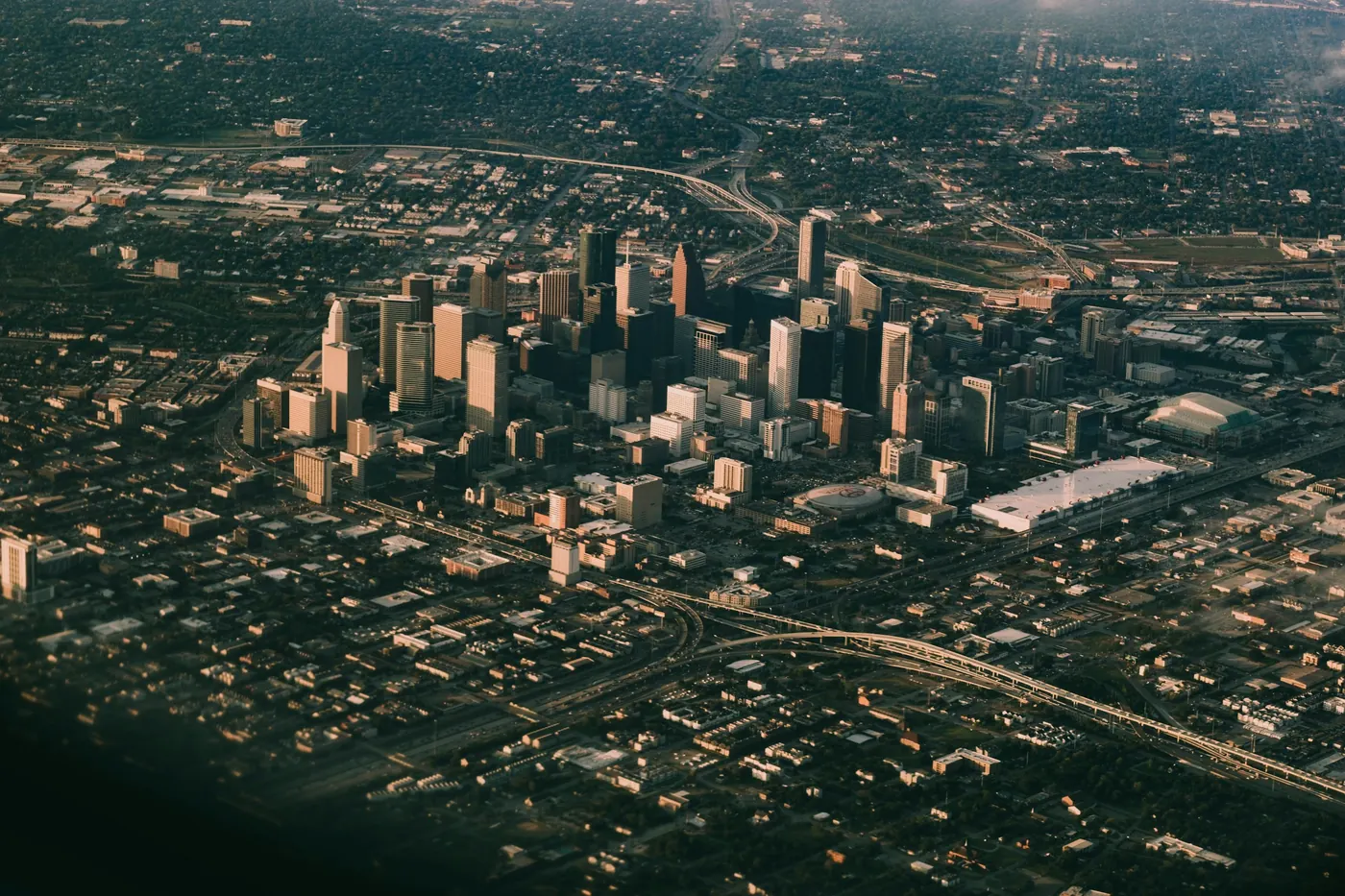 An aerial view of Houston stretching to the horizon